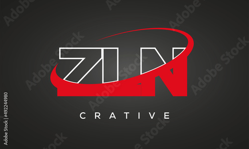 ZLN creative letters logo with 360 symbol vector art template design photo