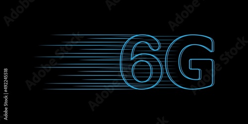 6G hight speed network technology concept on black background for banner, logo, symbol.