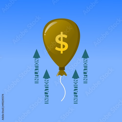 dollar balloon inflation vector graphic illustration. suitable for business finance, finance and economics, and companies in other economic fields. 