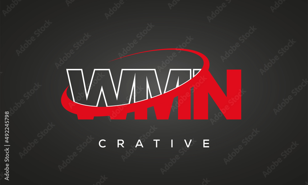 WMN creative letters logo with 360 symbol vector art template design