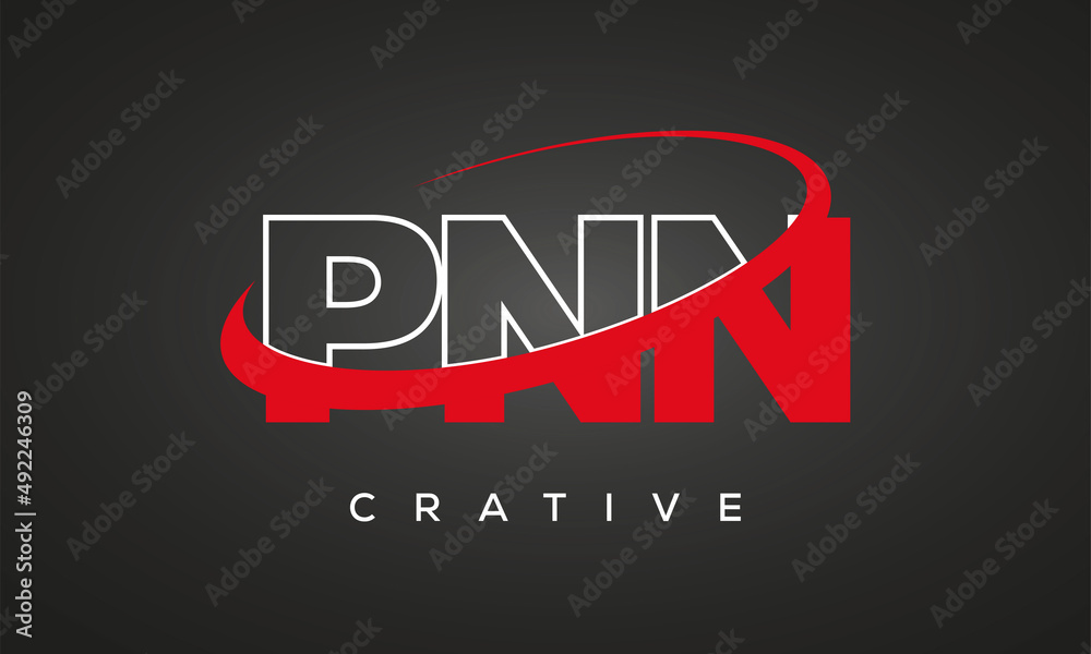 PNN creative letters logo with 360 symbol vector art template design