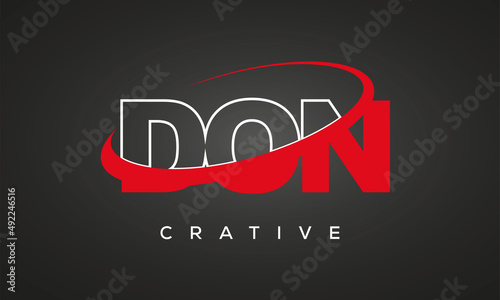 DON creative letters logo with 360 symbol vector art template design
