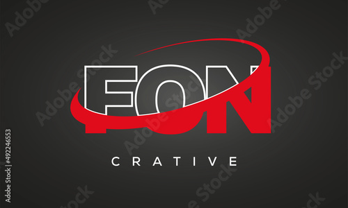 FON creative letters logo with 360 symbol vector art template design