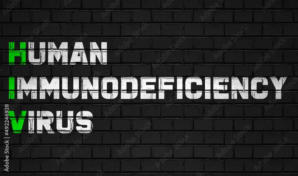 Human immunodeficiency virus(HIV) concept,healthcare abbreviations on black wall Human immunodeficiency virus(HIV) concept,healthcare abbreviations on black wall