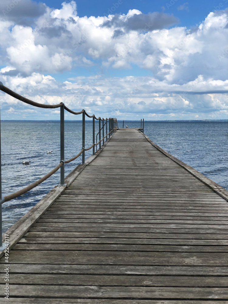 Fototapeta premium Halland, Schweden, Südschweden, Halmstad, Meerblick, Steg