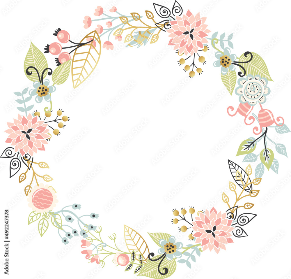 Wedding floral frame, nature element for invitation
