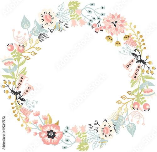 Floral frame with leaves, nature element for text