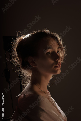 Beautifull woman portrait in warm light