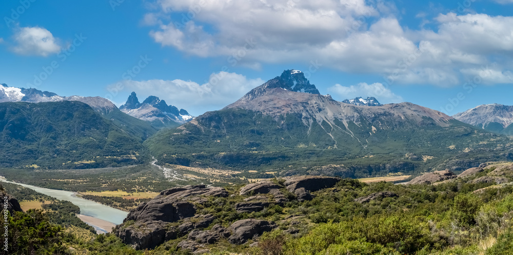The mythical carretera Austral (Southern Way), Chile's Route 7 near Cerro Castillo, Chile. It runs through forests, fjords, glaciers, canals and steep mountains in rural Patagonia