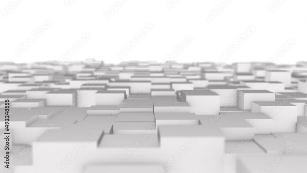 Abstract cubes motion 3d animation background. 4k UHD white background with copy space loop
