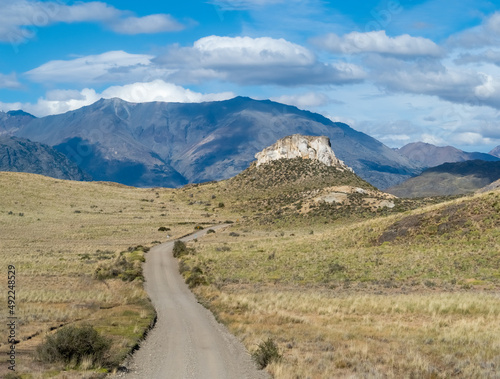 The mythical carretera Austral (Southern Way), Chile's Route 7 near Cochrane, Chile. It runs through forests, fjords, glaciers, canals and steep mountains in rural Patagonia photo