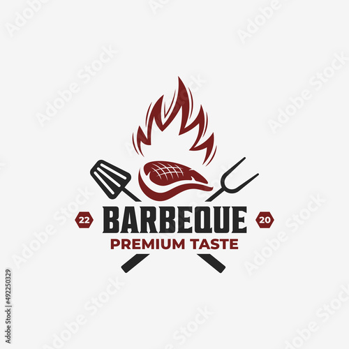 Barbecue logo inspiration. Food or grill design template.Vector illustration concept