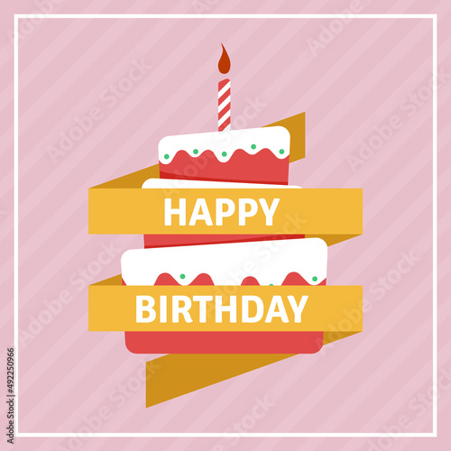 happy birthday badge theme with big cake