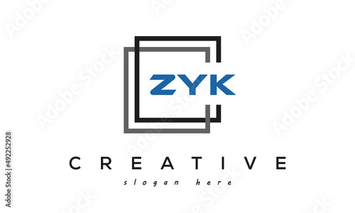 ZYK creative square frame three letters logo photo