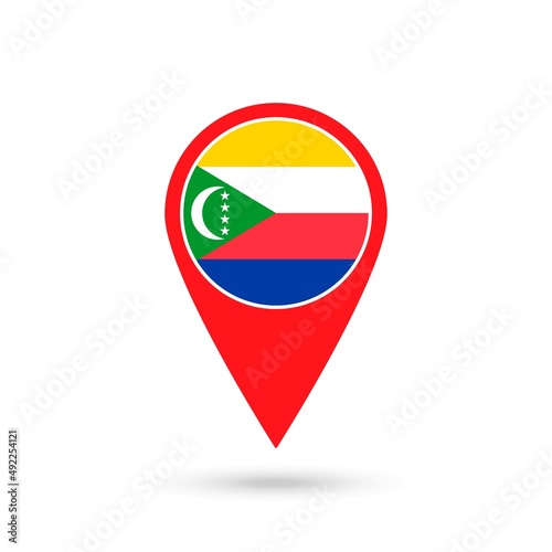 Free Download Map pointer with contry Comoros. Comoros flag. Vector illustration. - GFXLoad