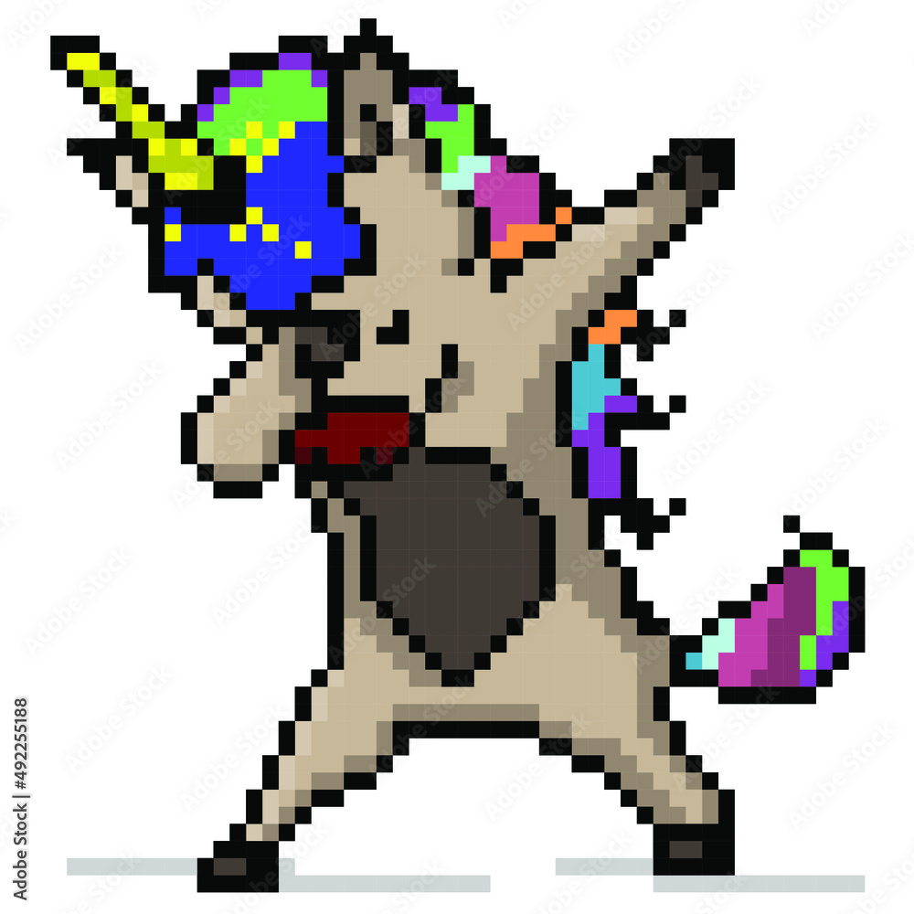 Fototapeta premium Vector Design Dabbing Unicorn, Pixel