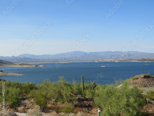 Lake in the middle of the Arizona desert. United States landscapes.