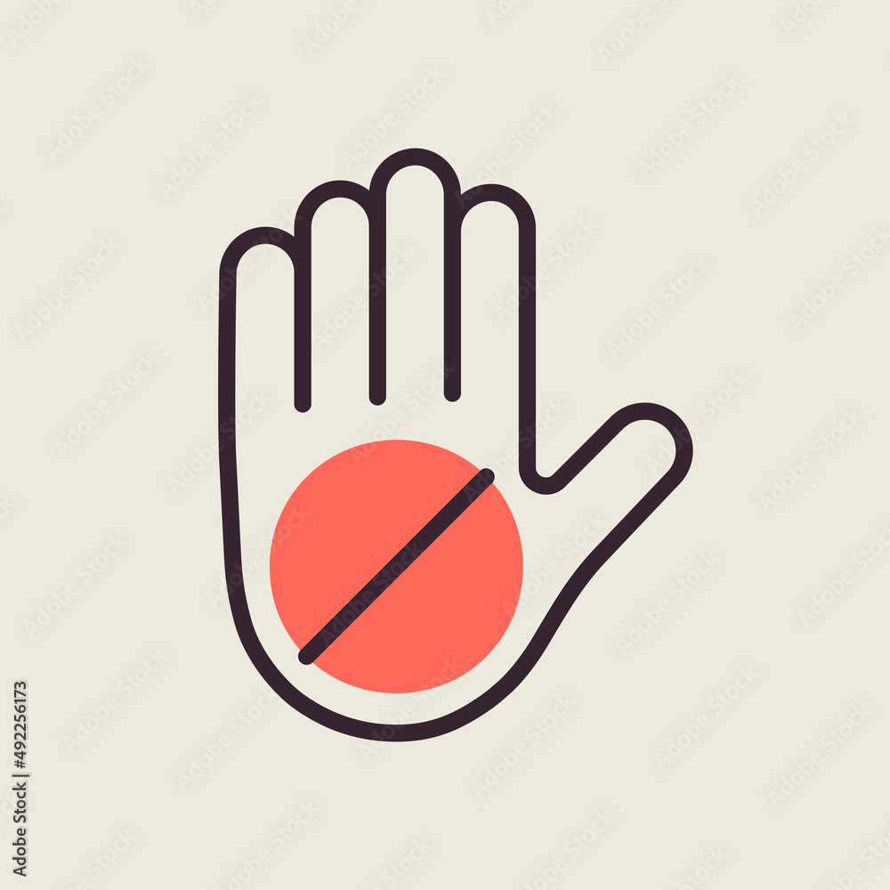 Hand stop or forbidden vector icon - obrazy, fototapety, plakaty 