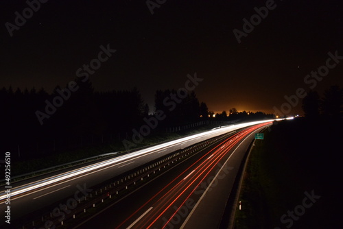 Traffic light on highway at night