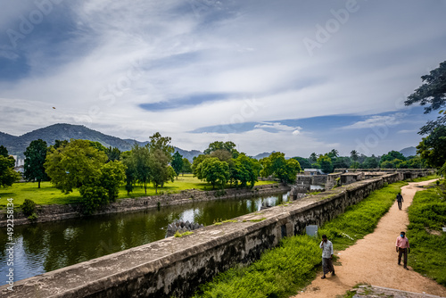 Vellore Fort is a large 16th-century fort situated in heart of the Vellore city, in the state of Tamil Nadu, It was built by Vijayanagara kings. The fort is known for its grand ramparts. ASI site.