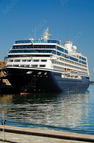 Luxury Azamara cruiseship cruise ship liner Pursuit Quest Journey Onward in Montevideo Punta del Este Uruguay during South America summer cruising
