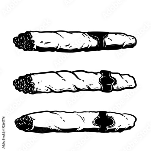 Set of cuban cigars. Design element for logo, label, sign, emblem. Vector illustration