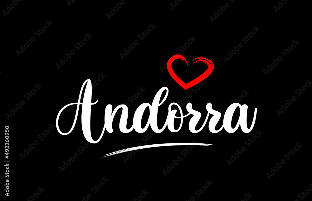 Andorra country with love red heart on black background Andorra country with love red heart on black background