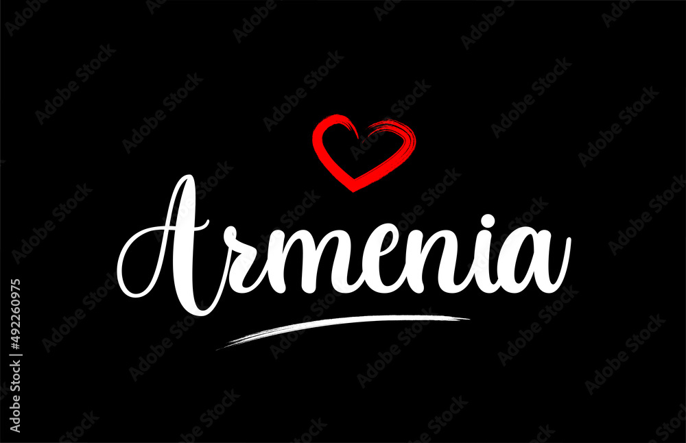 Armenia country with love red heart on black background