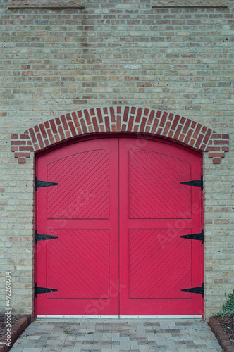 old wooden fire house door