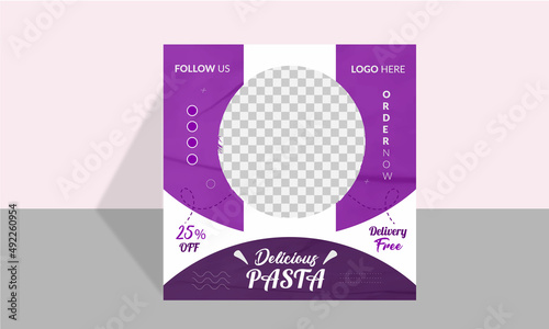  Editable Delicious Fresh Special Pasta social media Vector Template Post Design. 
Fast food restaurant promotion banner design, design, social. Food banner, Italian food Facebook, Instagram, Twitter.