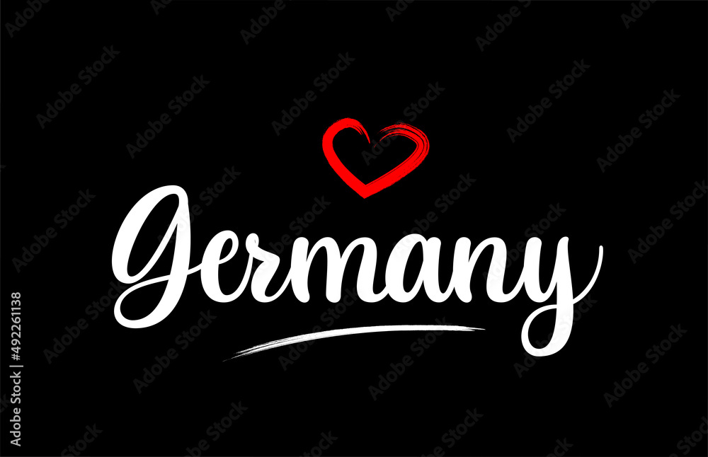 Germany country with love red heart on black background