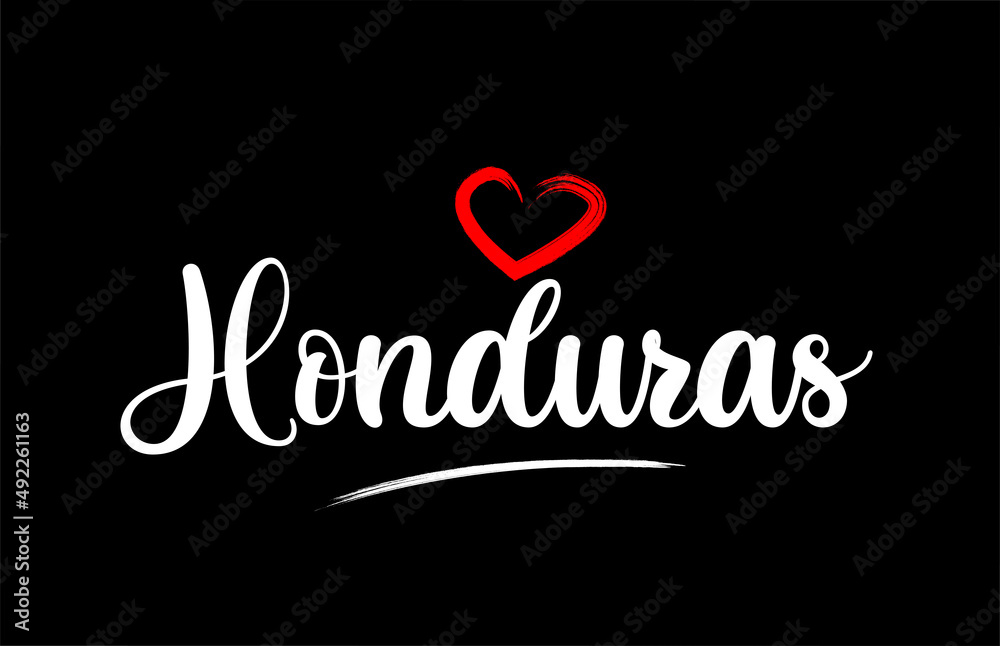 Honduras country with love red heart on black background Honduras country with love red heart on black background