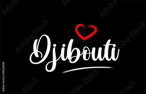 Djibouti country with love red heart on black background photo