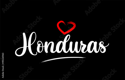Honduras country with love red heart on black background