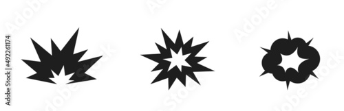 fire explosion icon set. war, blast and bomb symbols. isolated vector images