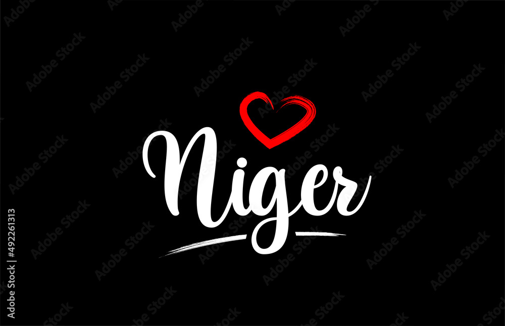Niger country with love red heart on black background Niger country with love red heart on black background