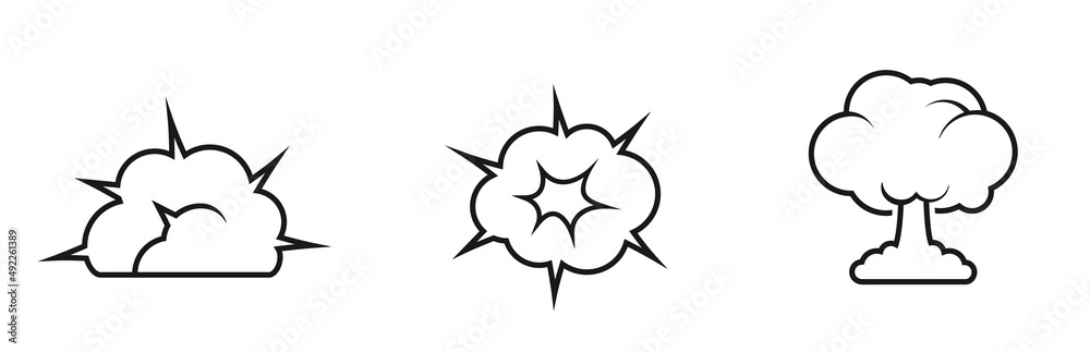 bomb explosion line icons. military, war and blast symbols. isolated vector images bomb explosion line icons. military, war and blast symbols. isolated vector images