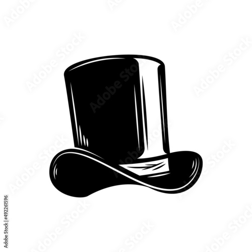 Illustration of vintage hat. Design element for logo, label, sign, poster, card. Vector illustration