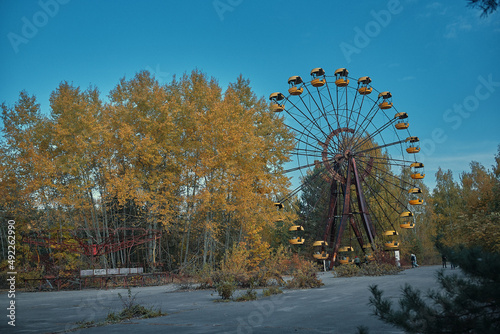 amusement park wheel in abandoned city of Pripyat in the Chernobyl zone