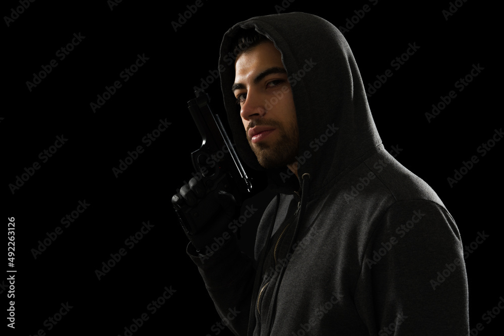 Dangerous thief with a hoodie Dangerous thief with a hoodie