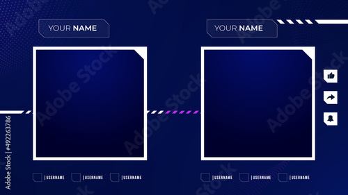 modern screen panel overlay frame set design template for games streaming 