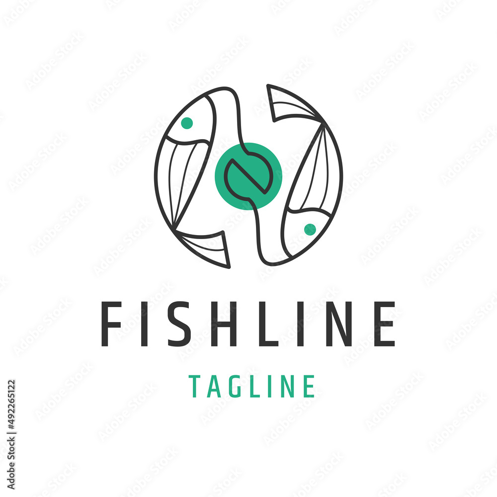 Obraz premium Fish line logo icon design template