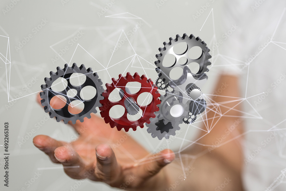gear Futuristic in Industry 4.0 and business virtual diagram gear Futuristic in Industry 4.0 and business virtual diagram
