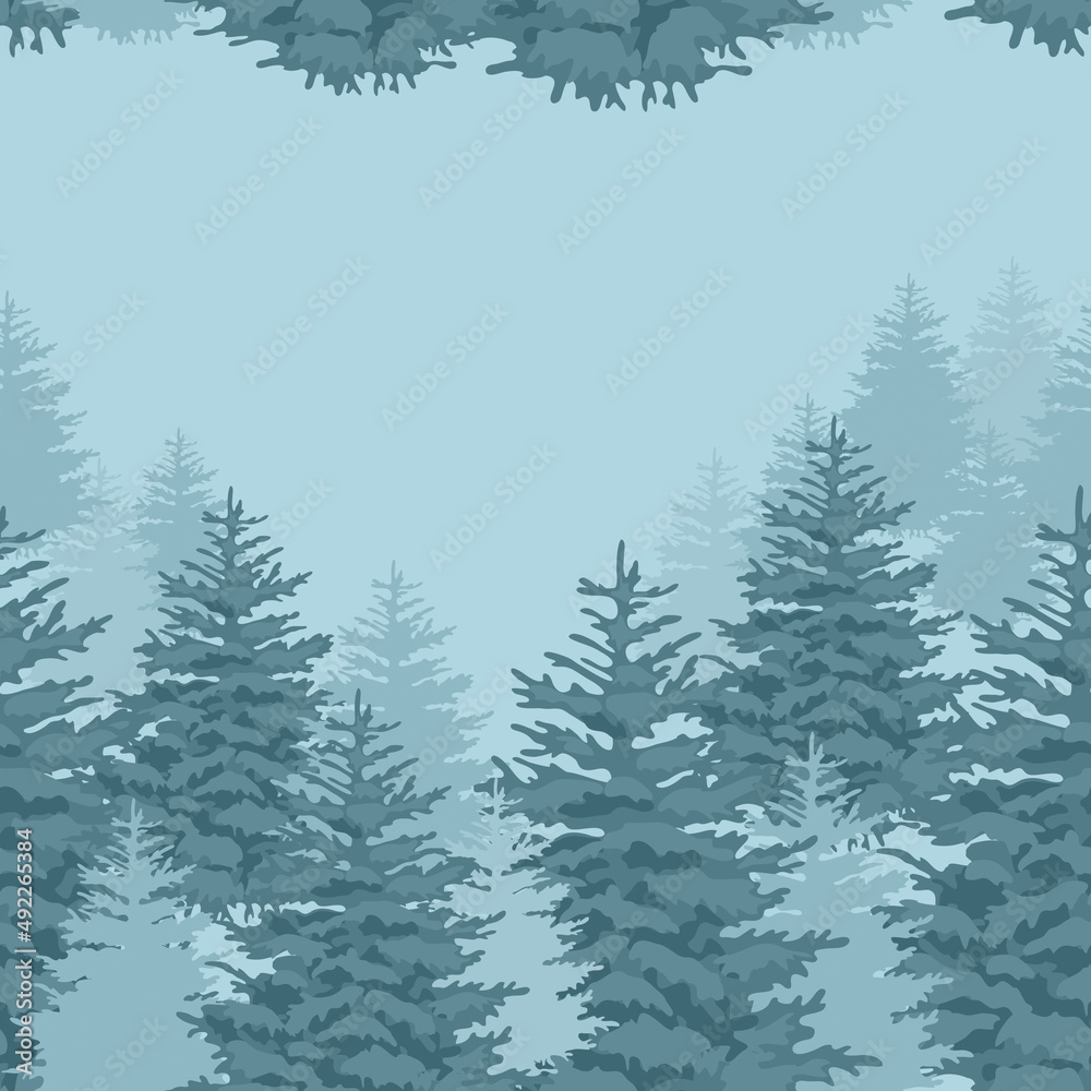 Seamless pattern with a forest. Vector illustration