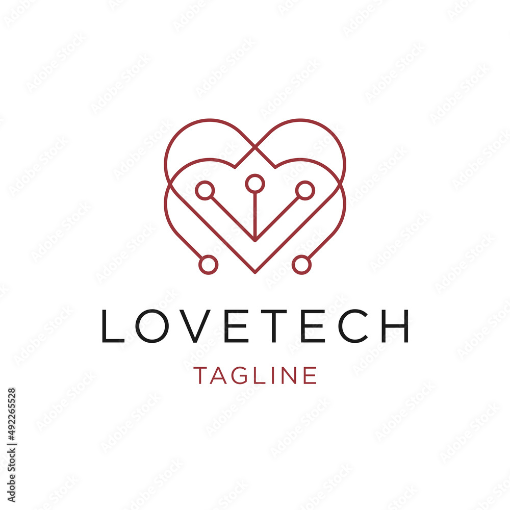 Love technology line logo icon design template flat vector Love technology line logo icon design template flat vector