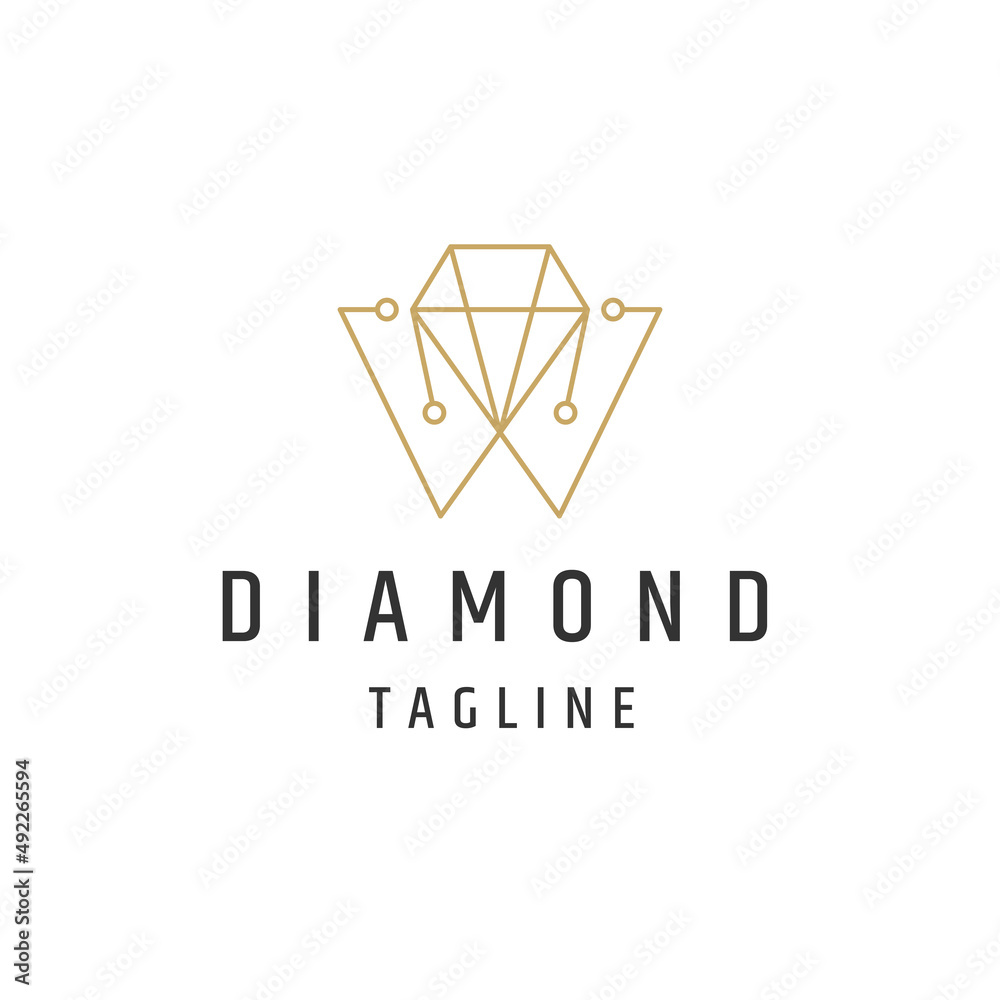 Diamond line logo icon design template flat premium vector Diamond line logo icon design template flat premium vector