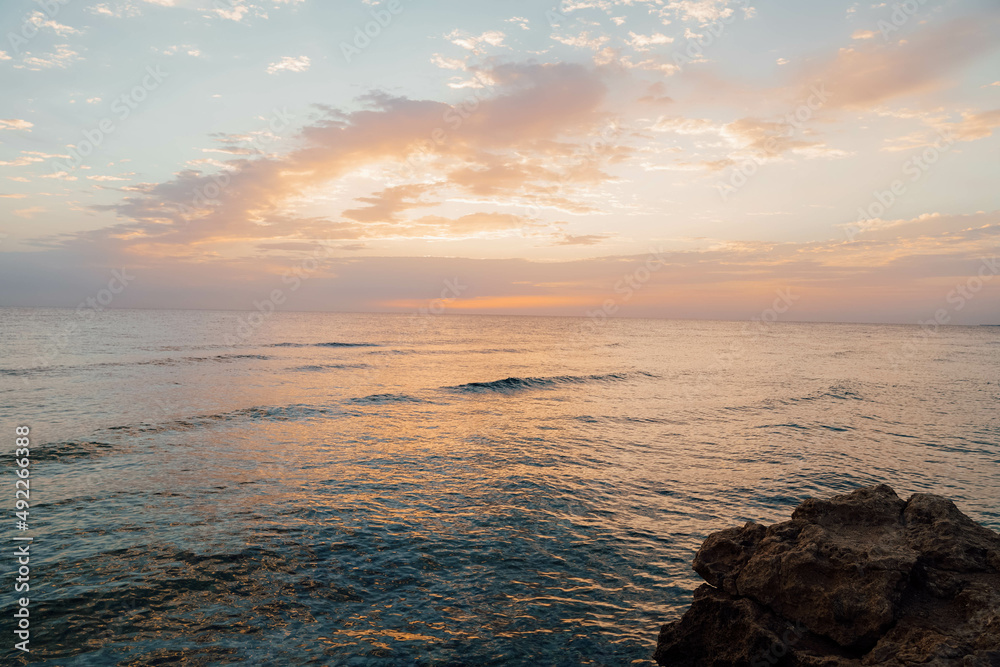 Beautiful sunrise over the ocean in Makadi Bay, Hurgharda, Egypt