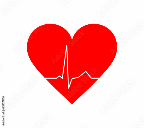 Heart pulse, one line, cardiogram. Vector illustration.