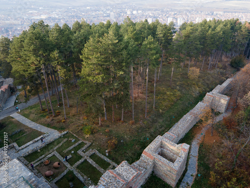 Aerial view of Ruins of the late antique Fortress Hisarlaka, Bulgaria photo