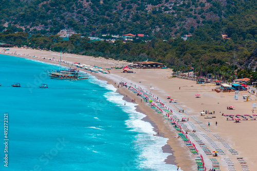 Panoramic view from Fethiye Oludeniz beach Turkey